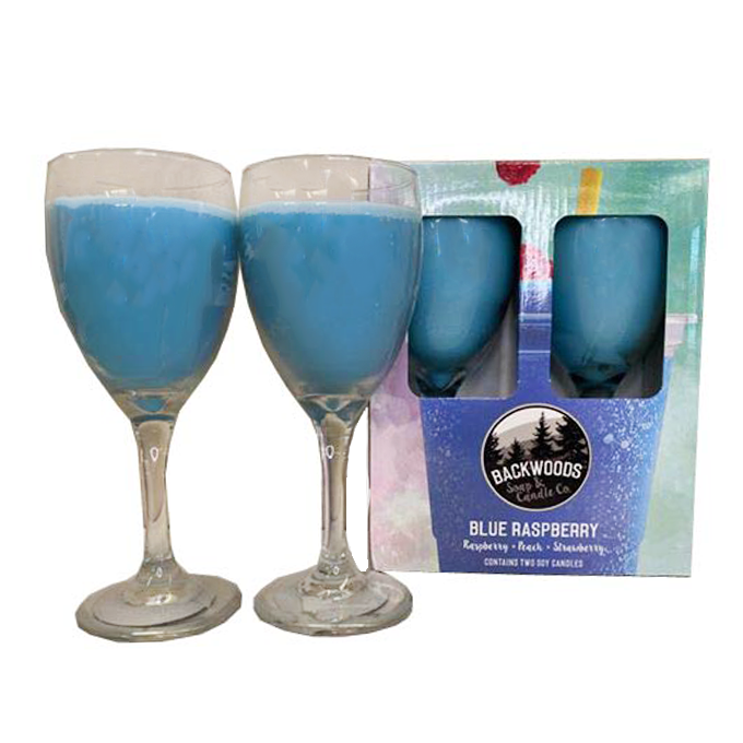 Blue raspberry wine glass set